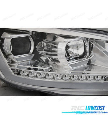 CONJUNTO DE FARÓIS VW TOURAN II 10-15 TRU DRL COM INDICADORES LEDS DINÂMICOS CRISTAL