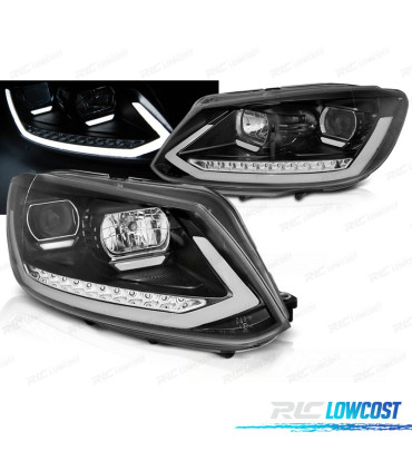 CONJUNTO DE FARÓIS VW TOURAN II 10-15 TRU DRL COM INDICADORES LEDS DINÂMICOS PRETO