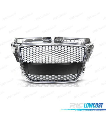 GRELHA FRONTAL AUDI A3 8P 08-12 LOOK RS CROMADO PRETO