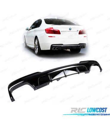 DIFUSOR TRASEIRO BMW F10 F11 10- DUPLA SAIDA LOOK M PERFORMANCE PRETO BRILHANTE