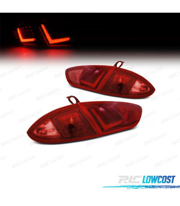 FAROLINS TRASEIROS SEAT LEON 1P 09-12 LIGHT BAR VERMELHO FUMADO FACELIFT LOOK
