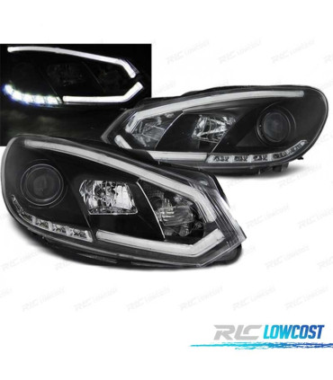 FAROIS FRONTAIS VOLKSWAGEN VW GOLF MK6 08-12 TUBE LIGHT FUNDO PRETO