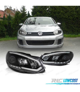 FAROIS FRONTAIS VOLKSWAGEN VW GOLF MK6 08-12 TUBE LIGHT FUNDO PRETO