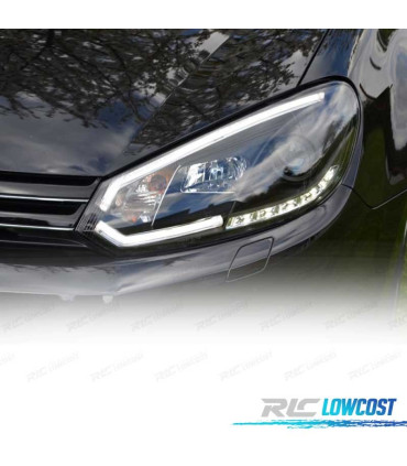 FAROIS FRONTAIS VOLKSWAGEN VW GOLF MK6 08-12 TUBE LIGHT FUNDO PRETO
