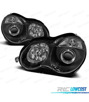 FARÓIS COM PROJETOR PARA MERCEDES CLASSE C W203 00-04 PRETO