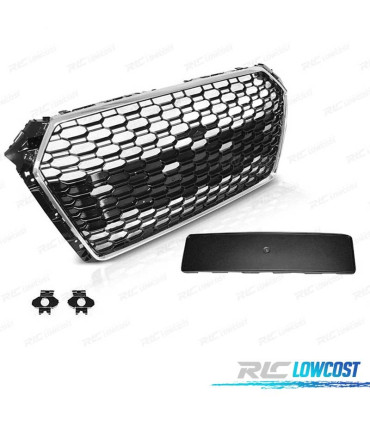 GRELHA FRONTAL AUDI A4 B9 15-19 LOOK RS4 CROMADO PRETO PDC