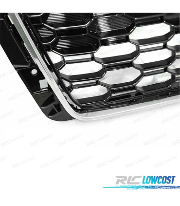 GRELHA FRONTAL AUDI A4 B9 15-19 LOOK RS4 CROMADO PRETO PDC