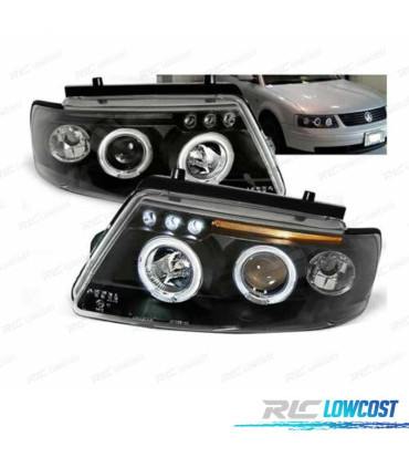 FARÓIS ANGEL EYES + LED VOLKSWAGEN VW PASSAT 96-00 FUNDO PRETO