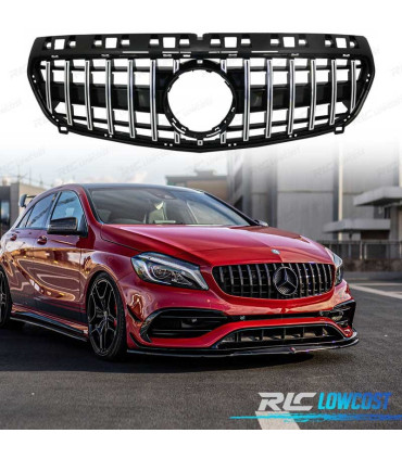 GRELHA FRONTAL MERCEDES A W176 12-15 GTR PRETO CROMADO A45 GT-R PANAMERICANA
