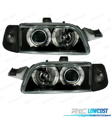 FARÓIS ANGEL EYES FIAT PUNTO 93-99 FUNDO PRETO