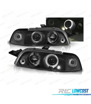 FARÓIS ANGEL EYES FIAT PUNTO 93-99 FUNDO PRETO CCFL