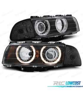 FARÓIS BMW SERIE 7 E38 94-98 ANGEL EYES HALOGENEO FUNDO PRETO