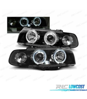 FARÓIS BMW E38 94-98 ANGEL EYES FUNDO PRETO