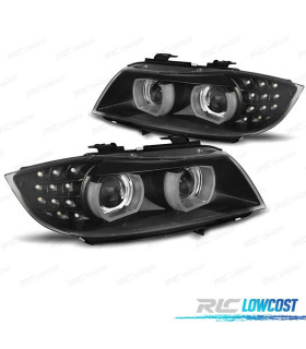 FARÓIS ANGEL EYES AFS U 3D XENON LED BMW SERIE 3 E90 E91 08-12 FUNDO PRETO