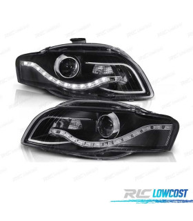 FARÓIS OPTICAS AUDI A4 B7 04-08 LUZ DIURNA DRL FUNDO PRETO
