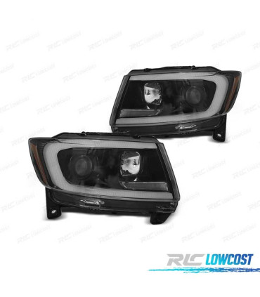 FARÓIS OPTICAS JEEP GRAND CHEROKEE 11-13 DINÁMICOS PRETO