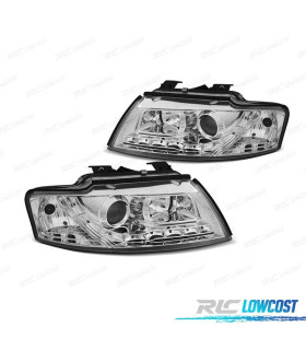 FARÓIS OPTICAS AUDI A4 B6 CABRIO 02-06 LUZ DIURNA LED CROMADO