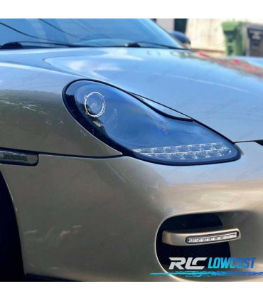 FARÓIS OPTICAS PORSCHE BOXSTER 986 CARRERA 911 996 96-04 LUZ DIURNA LED PRETO