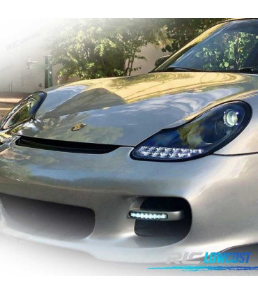 FARÓIS OPTICAS PORSCHE BOXSTER 986 CARRERA 911 996 96-04 LUZ DIURNA LED PRETO