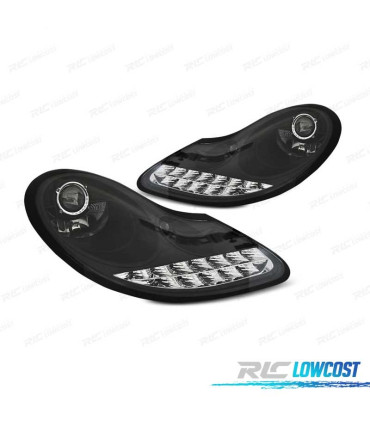 FARÓIS OPTICAS PORSCHE BOXSTER 986 CARRERA 911 996 96-04 LUZ DIURNA LED PRETO