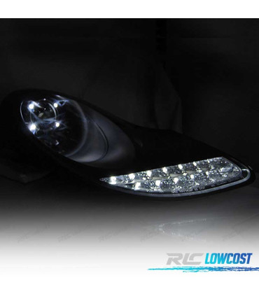 FARÓIS OPTICAS PORSCHE BOXSTER 986 CARRERA 911 996 96-04 LUZ DIURNA LED PRETO