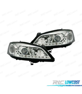FARÓIS OPTICAS OPEL ASTRA G 97-04 LUZ DIURNA LED CROMADOS