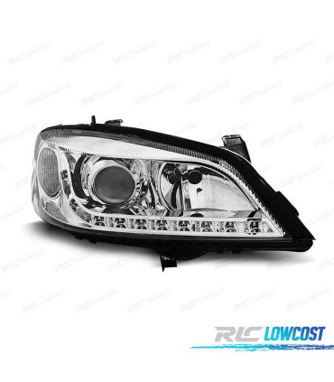 FARÓIS OPTICAS OPEL ASTRA G 97-04 LUZ DIURNA LED CROMADOS