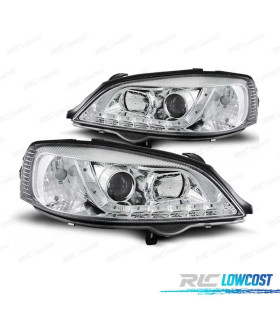 FARÓIS OPTICAS OPEL ASTRA G 97-04 LUZ DIURNA LED CROMADOS
