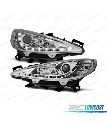 FAROIS LUZ DIURNA LED PEUGEOT 207 06-12 CROMADO + MOTOR