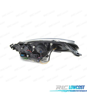 FARÓIS OPTICAS PEUGEOT 207 06-12 LUZ DIURNA LED PRETO + MOTOR