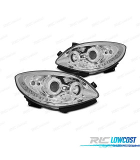 FARÓIS OPTICAS RENAULT TWINGO 07-11 LUZ DIURNA LED CROMADO