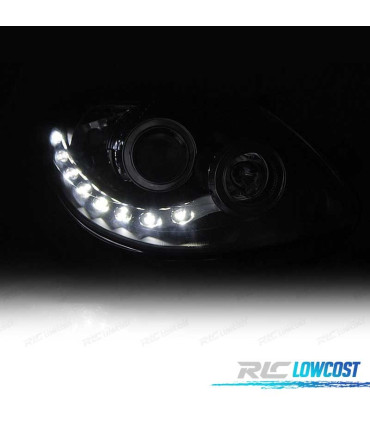 FARÓIS OPTICAS RENAULT TWINGO 07-11 LUZ DIURNA LED PRETO