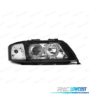 FARÓIS AUDI A6 99-01 OLHOS DE ANJO FUNDO NEGRO