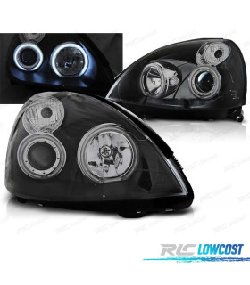FARÓIS ANGEL EYES CCFL RENAULT CLIO 01-05 FUNDO PRETO