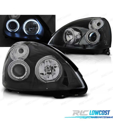 FARÓIS ANGEL EYES CCFL RENAULT CLIO 01-05 FUNDO PRETO