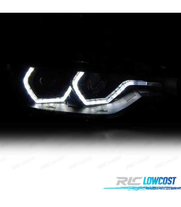 FARÓIS BMW F30 F31 LCI 15-19 LUZ DIURNA LED DRL PRETO