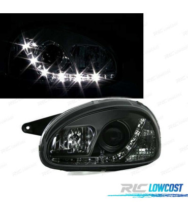 FARÓIS COM LUZ DIURNA LED OPEL CORSA B 93-00 FUNDO PRETO