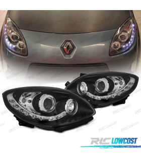 FARÓIS OPTICAS RENAULT TWINGO 07-11 LUZ DIURNA LED PRETO