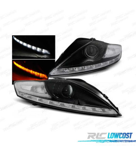 FARÓIS FRONTAIS PARA FORD MONDEO MK4 07-10 LUZ DIURNA +PISCA LED FUNDO PRETO