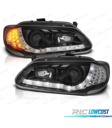 FARÓIS RENAULT MEGANE SCENIC 96-99 LUZ DIURNA LED FUNDO PRETO