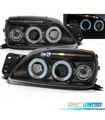 FARÓIS ANGEL EYES FORD FIESTA 99-02 FUNDO PRETO