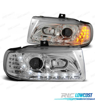 FAROS SEAT IBIZA CORDOBA VOLKSWAGEN VW POLO VARIANT SEDAN 93-99 LUZ DIURNA LED CROMADOS