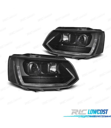 FARÓIS VOLKSWAGEN VW MULTIVAN CARAVELLE T5 10-15 LOOK T6 DRL LED PRETO