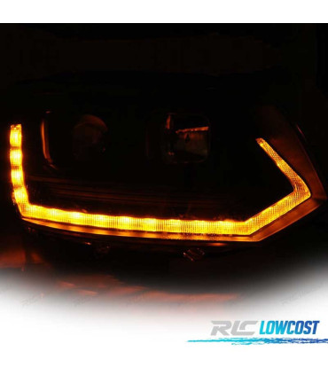 FARÓIS VOLKSWAGEN VW MULTIVAN CARAVELLE T5 10-15 LOOK T6 DRL LED PRETO