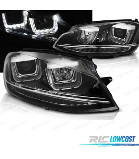FAROS VOLKSWAGEN VW GOLF 7 12-17 U-TYPE DRL DINAMICOS PRETO