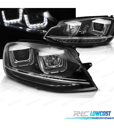 FAROS VOLKSWAGEN VW GOLF 7 12-17 U-TYPE DRL DINAMICOS PRETO