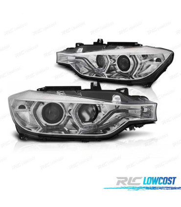 FARÓIS BMW F30 F31 11-15 XENON AFS ANGEL EYES LED DRL CROMO