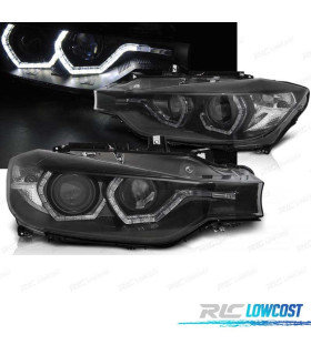 FARÓIS BMW F30 F31 11-15 XENON AFS ANGEL EYES DRL LED PRETOS