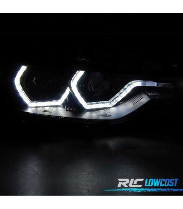 FARÓIS BMW F30 F31 11-15 XENON AFS ANGEL EYES DRL LED PRETOS