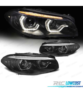 FARÓIS BMW F10 F11 10-13 XENON AFS 3D ANGEL EYES LED DRL DINAMICOS PRETOS
